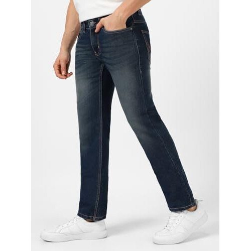 Urbano Fashion Men's Blue Washed Bootcut Jeans Stretchable (Bootjenwhkyel-Mblue-34)