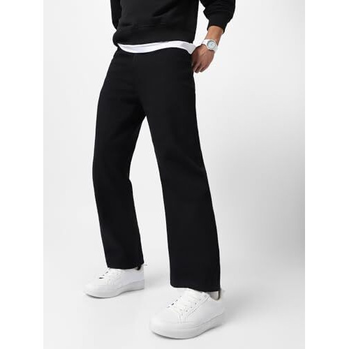 Urbano Fashion Men's Black Loose Baggy Fit Washed Jeans Non-Stretchable (Jeanloose-Black-40)