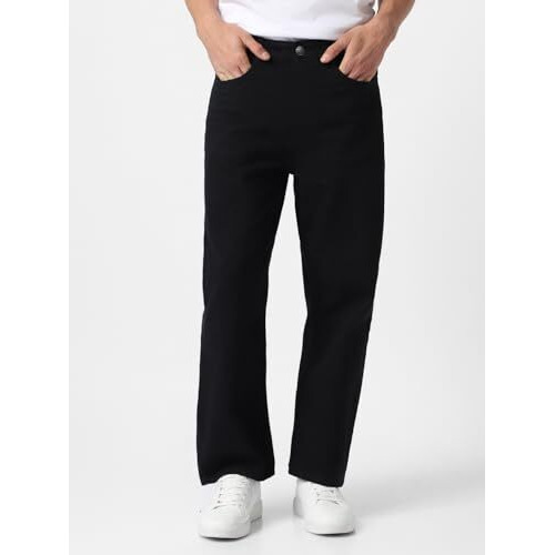 Urbano Fashion Men's Black Loose Baggy Fit Washed Jeans Non-Stretchable (Jeanloose-Black-40)