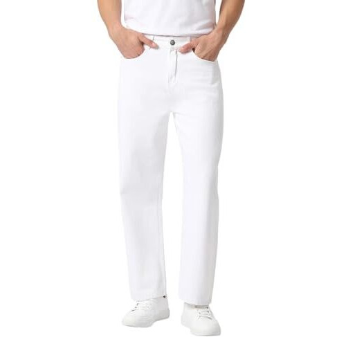 Urbano Fashion Men's White Loose Baggy Fit Washed Jeans Non-Stretchable (Jeanloose-White-30)