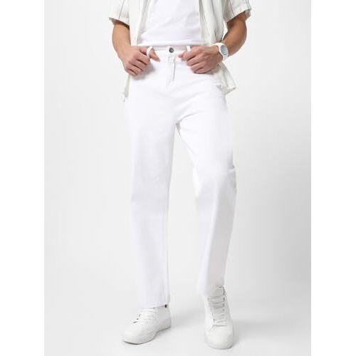 Urbano Fashion Men's White Loose Baggy Fit Washed Jeans Non-Stretchable (Jeanloose-White-30)