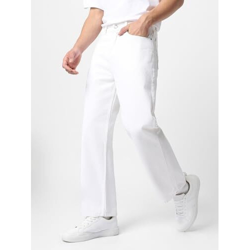 Urbano Fashion Men's White Loose Baggy Fit Washed Jeans Non-Stretchable (Jeanloose-White-30)