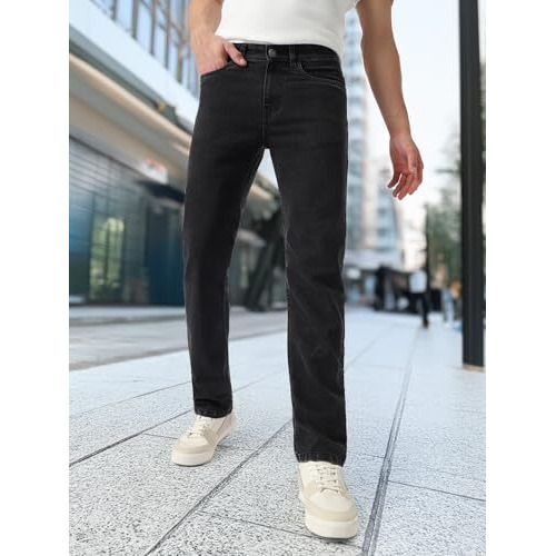 Urbano Fashion Men's Black Regular Fit Washed Jeans Stretchable (Avtowlreg-Black-40)
