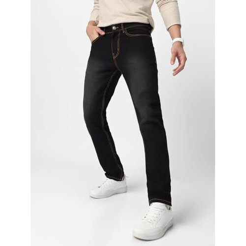 Urbano Fashion Men's Black Regular Fit Washed Jeans Stretchable (Epsrstsprndreg-Black-40)