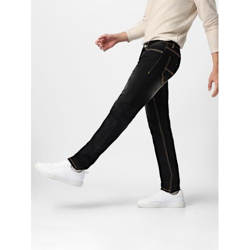 Urbano Fashion Men's Black Regular Fit Washed Jeans Stretchable (Epsrstsprndreg-Black-40)