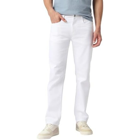 Urbano Fashion Men's White Regular Fit Washed Jeans Stretchable (Jeanreg-White-32)