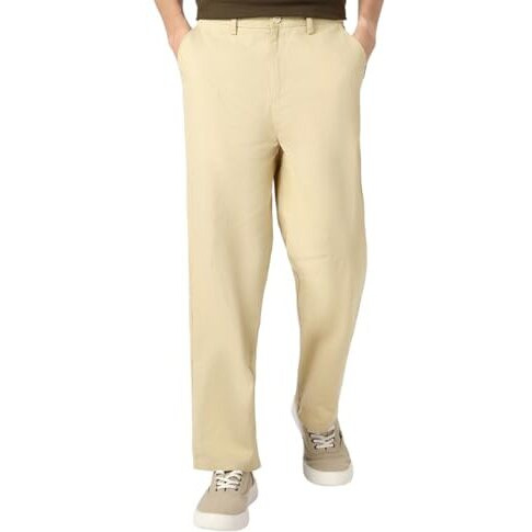 Urbano Fashion Men's Beige Loose Baggy Fit Solid Chino Trousers Non-Stretchable (Chinoloose-Beige-32)