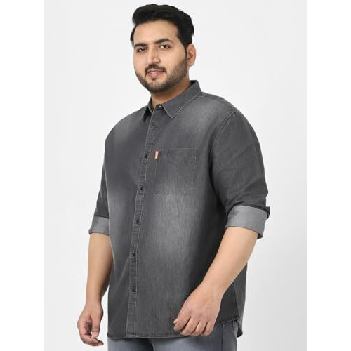 Urbano Plus Men's Grey Full Sleeve Regular Fit Casual Denim Shirt (Plusshirtdensprp-Mgrey-3Xl)
