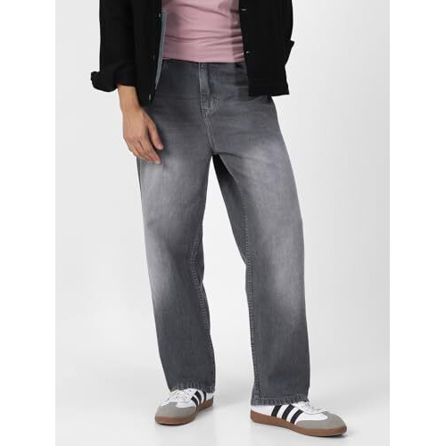 Urbano Fashion Men's Light Grey Loose Baggy Fit Washed Jeans Non-Stretchable (Jeanlswhsk-Lgrey-28)