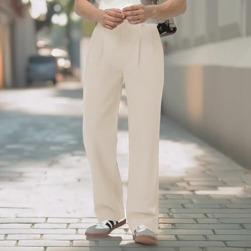 Urbano Fashion Men's Cream Loose Baggy Fit Solid Korean Pants Stretchable (Koreantrou-Cream-34)