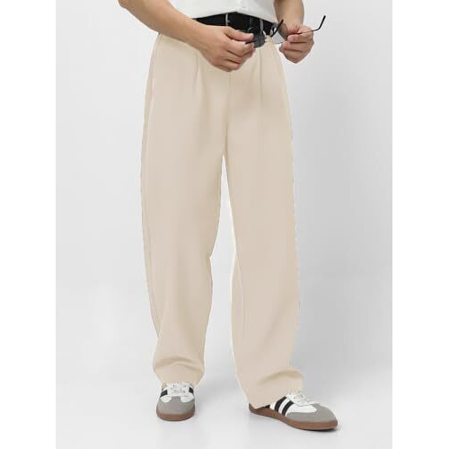 Urbano Fashion Men's Cream Loose Baggy Fit Solid Korean Pants Stretchable (Koreantrou-Cream-34)