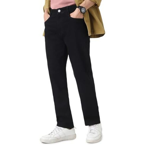 Urbano Fashion Men's Black Straight Fit Washed Jeans Stretchable (Jeanstrt-Black-28)