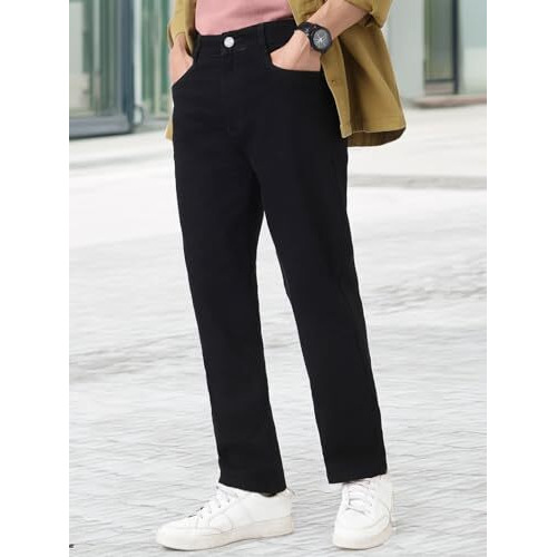 Urbano Fashion Men's Black Straight Fit Washed Jeans Stretchable (Jeanstrt-Black-28)