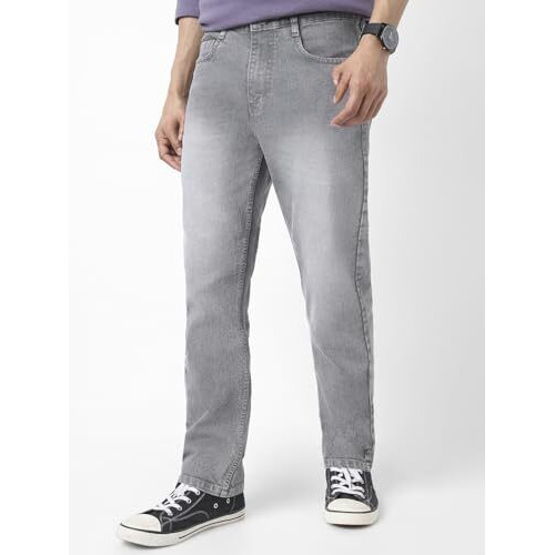 Urbano Fashion Men's Grey Straight Fit Washed Jeans Stretchable (Jeanstrttowl-Mgrey-30)