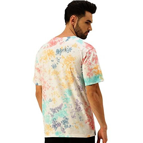 Veirdo Multicolour Tie-Dye Oversized Cotton Crew Neck T-Shirt With Disney Print For Men