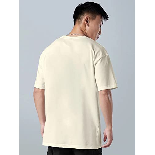 Veirdo Oversized Baggy Fit Comfortable Pure Cotton Round Neck Drop Shoulder T-Shirt With Graphic Print Collection Tee For Men & Boys (Available In Black, Blue, Beige & Swan White Color)