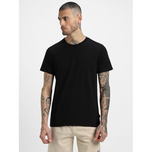 Veirdo White & Black Regular Fit Half Sleeves Round Neck Solid Pure Cotton T-Shirt For Men (Po2_Tsh_99_Wt_Bk_M)