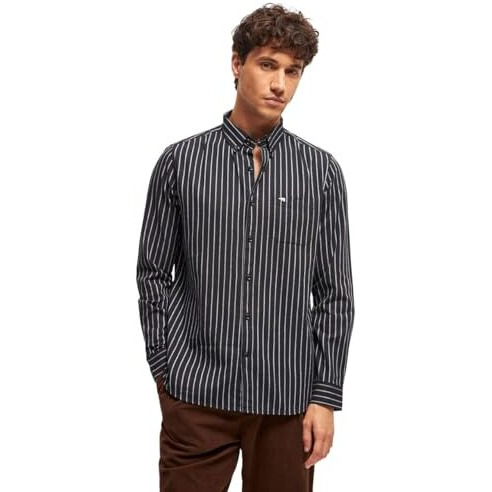 The Bear House Black Stripe Slim Fit Casual Shirt