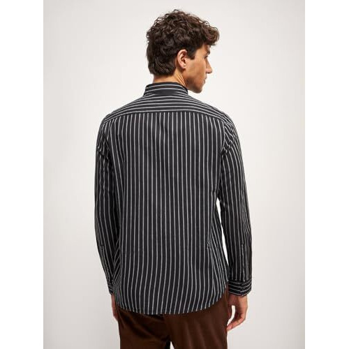 The Bear House Black Stripe Slim Fit Casual Shirt