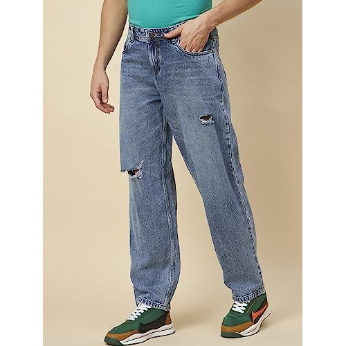 High Star Men's Regular Fit Stretchable Jeans (Hsmjns23009_2_Blue_30)