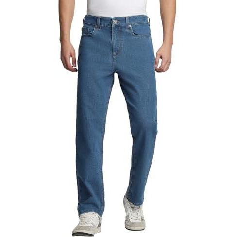 Dennis Lingo Men's Full Length Cotton Poly Stretch Washed Straight Fit Jeans (Indigo13, 32)