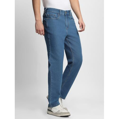 Dennis Lingo Men's Full Length Cotton Poly Stretch Washed Straight Fit Jeans (Indigo13, 32)