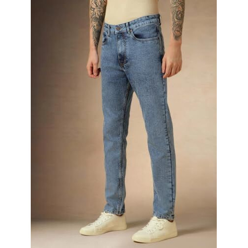 Dennis Lingo Men Blue Washed Straight Fit Mid Rise Jeans