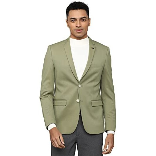 Allen Solly Men's Single Breasted-2 Button Slim Blazer (Asbzmslfm02897_Olive