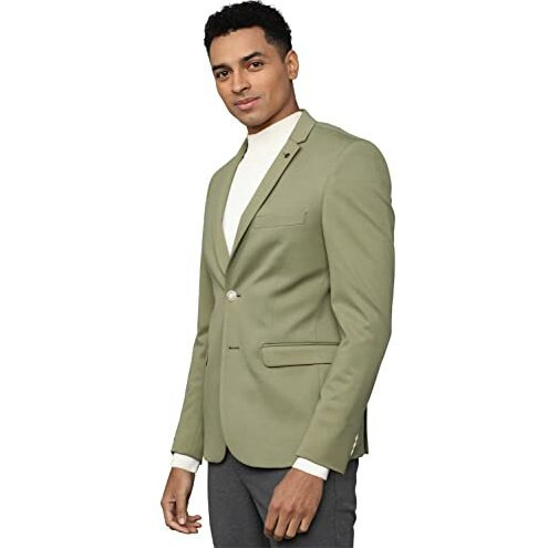 Allen Solly Men's Single Breasted-2 Button Slim Blazer (Asbzmslfm02897_Olive