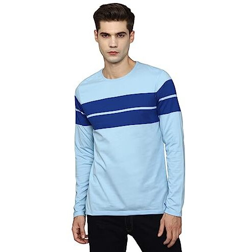 Allen Solly Men's Regular Fit T-Shirt (Askccurgf354483_Light Blue Xl)