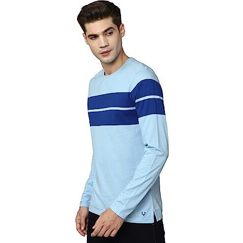 Allen Solly Men's Regular Fit T-Shirt (Askccurgf354483_Light Blue Xl)