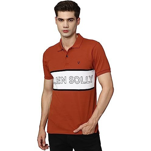 Allen Solly Cotton Men's Regular Fit T-Shirt (Askpcurgfs39066_Red Large)