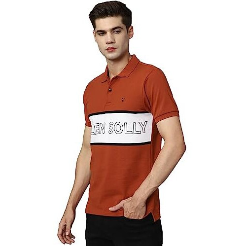 Allen Solly Cotton Men's Regular Fit T-Shirt (Askpcurgfs39066_Red Large)