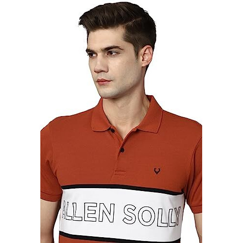 Allen Solly Cotton Men's Regular Fit T-Shirt (Askpcurgfs39066_Red Large)