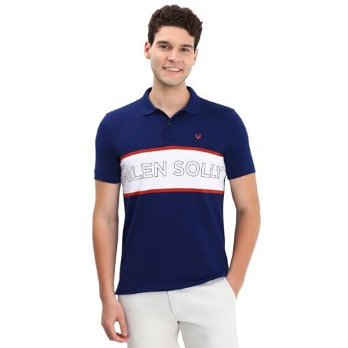 Allen Solly Men's Cotton Regular Fit T-Shirt (Askpcurgft72809_Navy M)