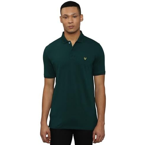 Allen Solly Men's Solid Regular Fit T-Shirt (Askpcurgp770254_Green Xl)