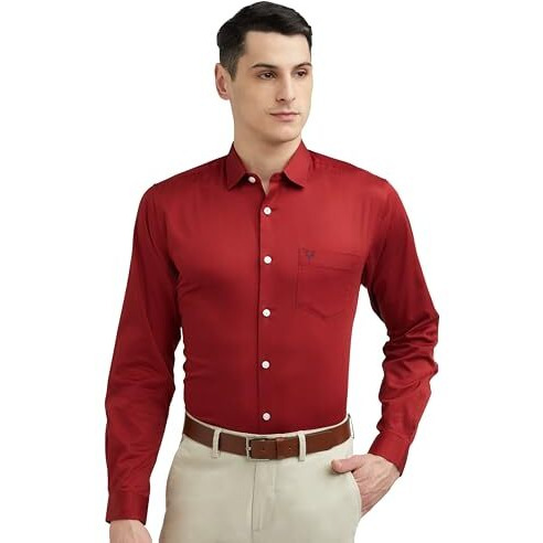 Allen Solly Cotton Men's Regular Fit Shirt (Assfqspf328286_Rust 42)