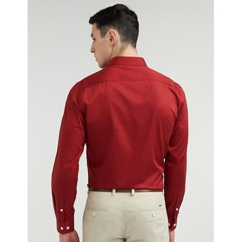 Allen Solly Cotton Men's Regular Fit Shirt (Assfqspf328286_Rust 42)