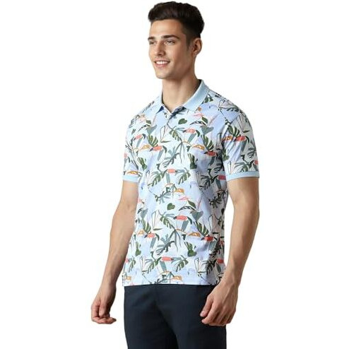 Allen Solly Men's Cotton Regular Fit T-Shirt (Askpqrgfe03937_Blue, Large