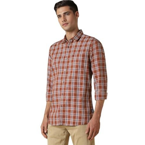 Allen Solly Men's Regular Fit Shirt (Alsfvcufm77335_Brown_40