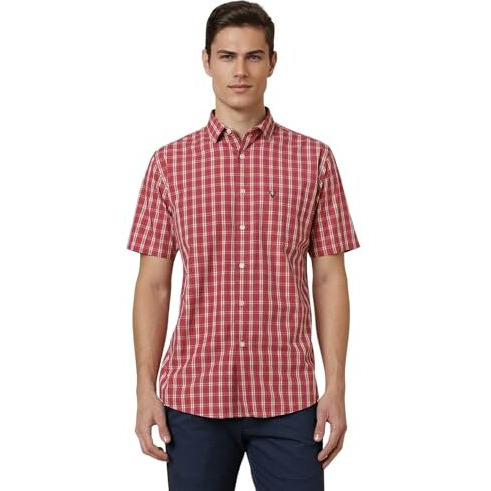 Allen Solly Men's Cotton Slim Fit Shirt (Asshqsppb40348_Red, 39
