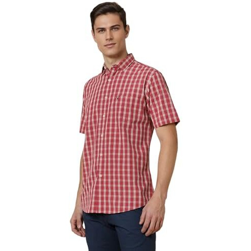 Allen Solly Men's Cotton Slim Fit Shirt (Asshqsppb40348_Red, 39