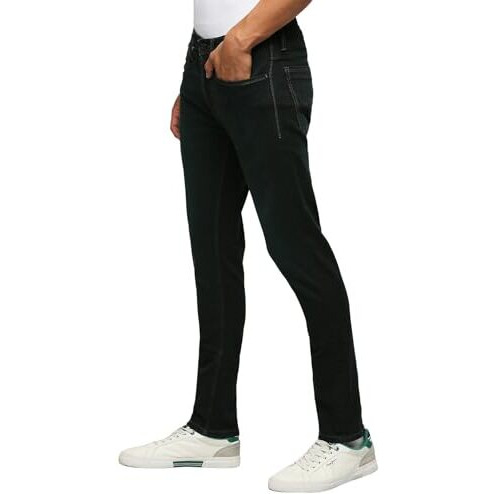 Pepe Jeans Men's Mid Rise Slim Fit Jeans, 30, Black