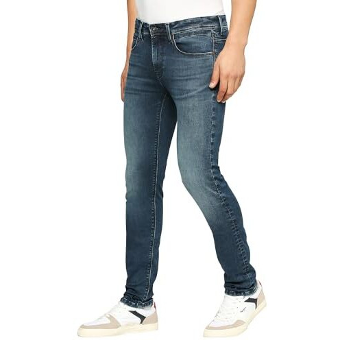 Pepe Jeans Men's Mid Rise Slim Fit Jeans, 30, Blue