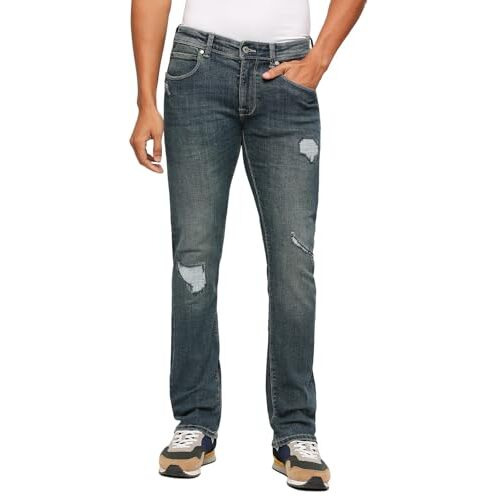 Pepe Jeans Men's Mid Rise Slim Fit Jeans, Blue, 28