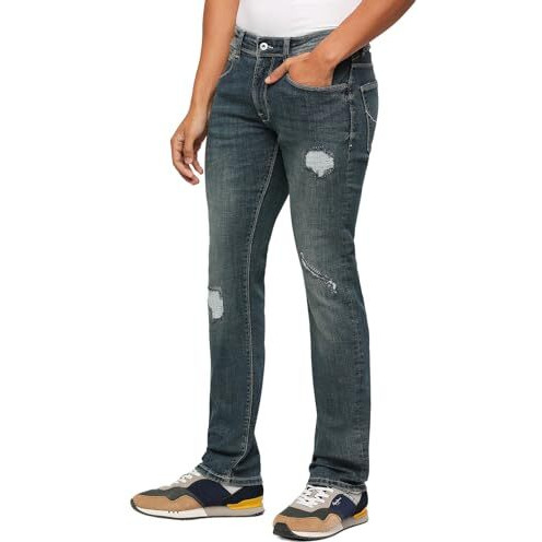 Pepe Jeans Men's Mid Rise Slim Fit Jeans, Blue, 28
