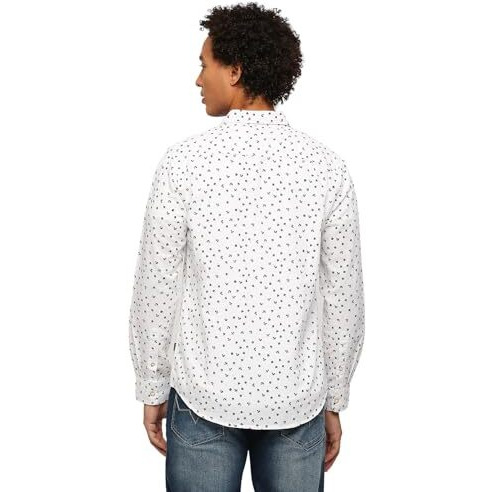 Pepe Jeans Men's Regular Fit Printed Shirts White