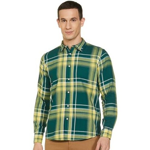 Pepe Jeans Men's Regular Fit Checked Shirts Yellow