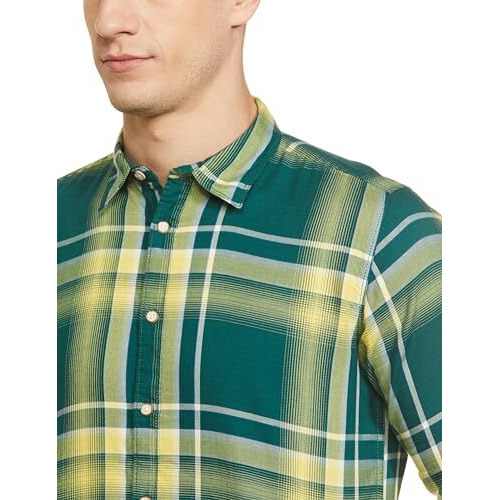 Pepe Jeans Men's Regular Fit Checked Shirts Yellow