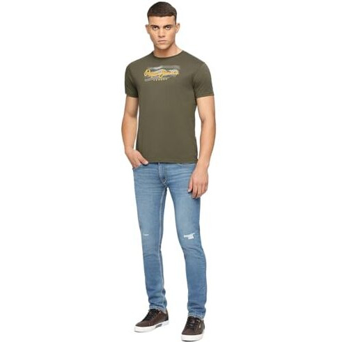 Pepe Jeans Men's Slim Fit Printed T-Shirts Olive Green